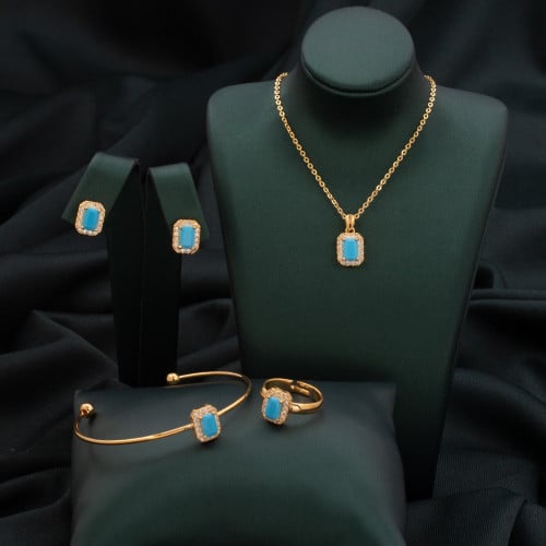 طقم أطفال باللونين الذهبي والسماوي