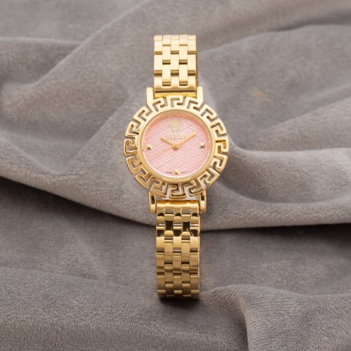 ساعة نسائية باللون الذهبي مينا وردي