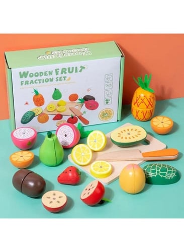 مجموعة لعبة تقطيع الفواكه الخشبية التعليمية