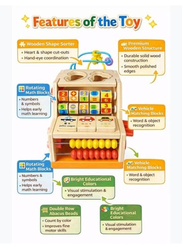 سيارة نشاط مونتيسوري خشبية