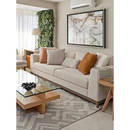 Three-seat sofa, Swedish wood and Chanel - beige