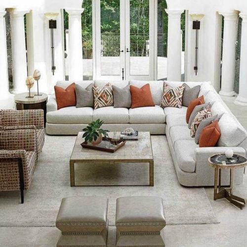 Swedish wood corner sofa and Chanel - gray