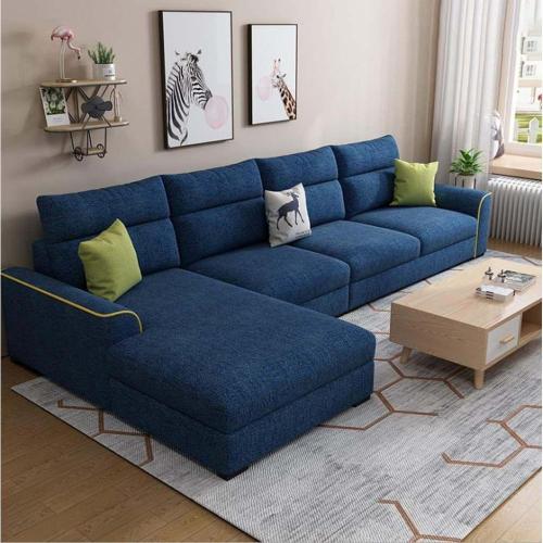 Corner sofa wooden Finnish and polyester - blue