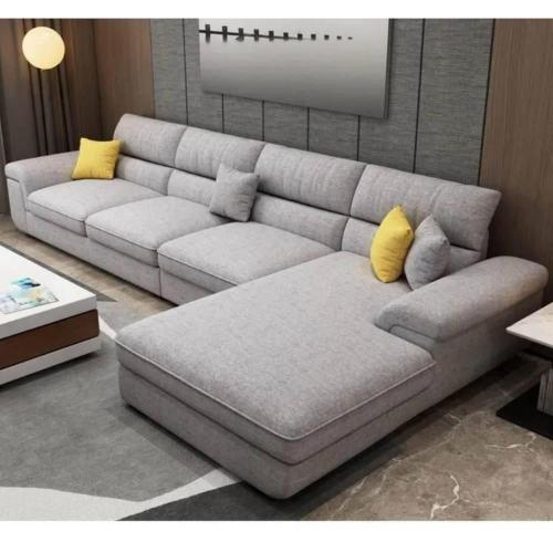 Corner sofa - linen - gray - 85×200×300×85 cm