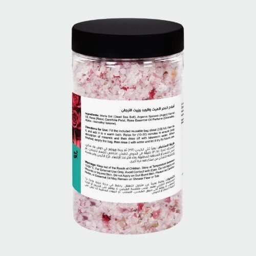 بلورات أملاح البحر للاستحمام مع الورد وزيت الأرجان...