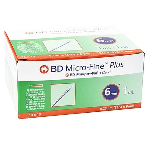 بي دي ميكرو فاين بلس سرنجات انسولين 1 مل 6 مم 100...