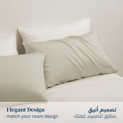 طقم بيت مخدة ستان - 2 قطع - الرمادي الفضي