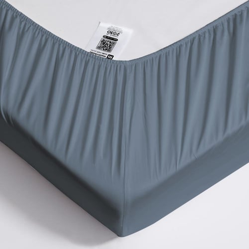 طقم شراشف بارد بامبو مفرد ونص - 3 قطع - أزرق رمادي