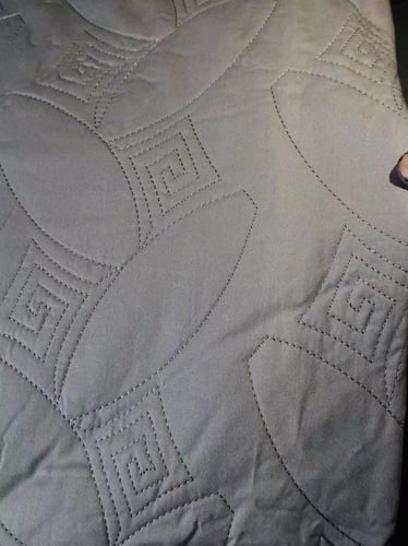 مفرش مزدوج مطرز - 8 قطع - سلسلة لومينا - رمادي