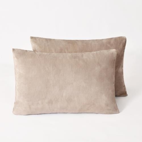 طقم بيت مخدة مخملي - 2 قطع - رمادي فاتح بنفسجي