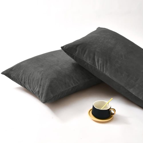 طقم شراشف مخملي ذو وجه واحد مزدوج - 3 قطع - رمادي...