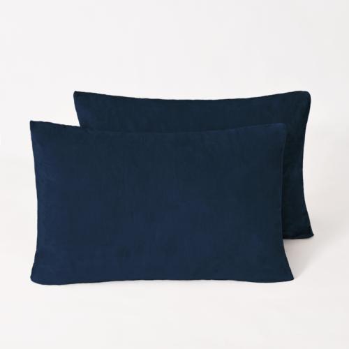 طقم بيت مخدة مخملي - 2 قطع - أزرق داكن