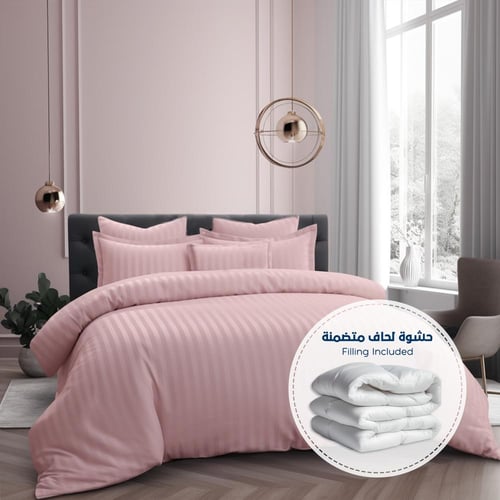 مفرش فندقي مزدوج مع الحشوة القابلة للنزع - 9 قطعة...