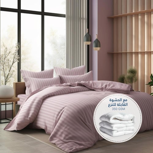 مفارش فندقي قطن مزدوج مع الحشوة القابلة للنزع - 9...