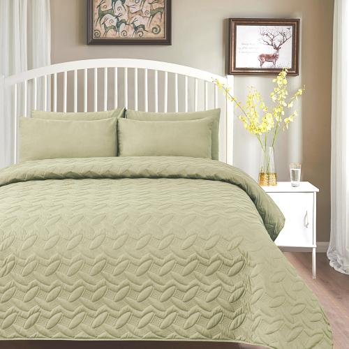 مفرش مضغوط قطن مزدوج - 4 قطع - سلسلة ألبيانا - أخض...