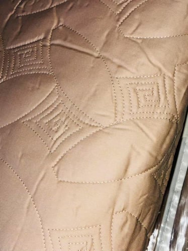 مفرش مزدوج مطرز - 8 قطع - سلسلة لومينا - بيج