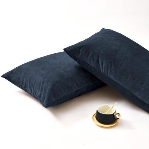 مفرش مزدوج مخمل - 7 قطع - سلسلة لامورا - أزرق داكن