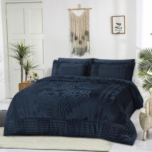 مفرش مفرد ونص مخمل - 5 قطع - سلسلة لامورا - أزرق د...