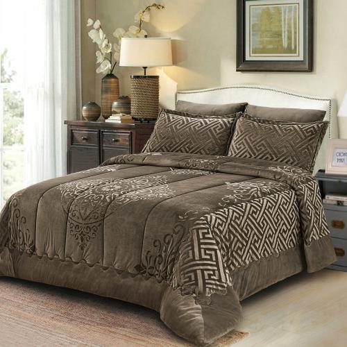 مفرش مفرد ونص مخمل - 4 قطع - سلسلة نوفا - رمادي دا...