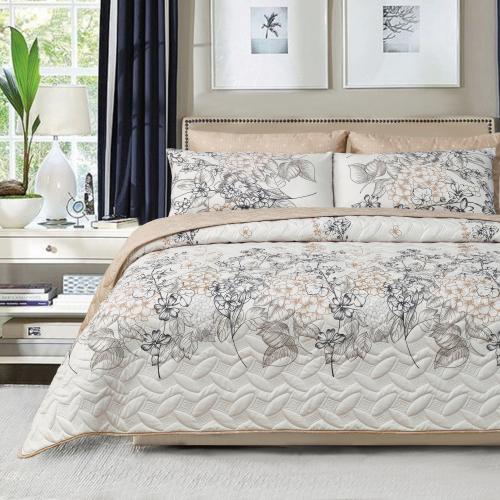 مفرش مضغوط منقوش مفرد ونص - 4 قطع - سلسلة فلورين -...