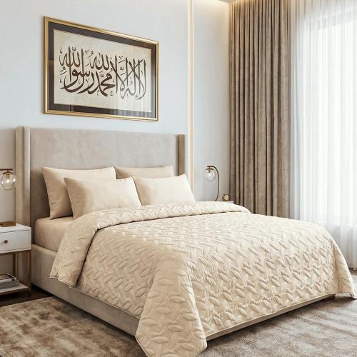 مفرش مضغوط مفرد ونص - 3 قطع - سلسلة إلميرا - رمادي...