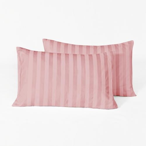 طقم بيت مخدة فندقي قطن - 2 قطع - وردي فاتح