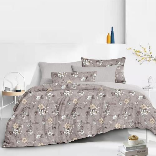 مفرش صيفي مفرد ونص - 4 قطع - سلسلة ميلان - رمادي ب...