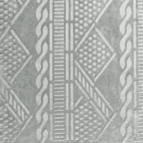 شرشف مخملي بنقوش ذو وجه واحد مفرد - 2 قطع - رمادي