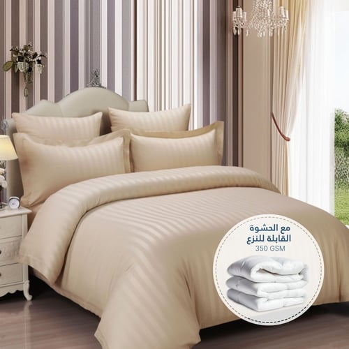 مفارش فندقي قطن مزدوج مع الحشوة القابلة للنزع - 9...