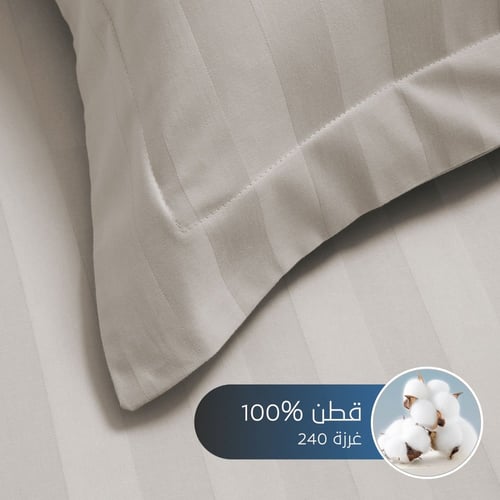 تلبيسة لحاف قطن مزدوج - 240 غرزة - 6 قطع - الرمادي...