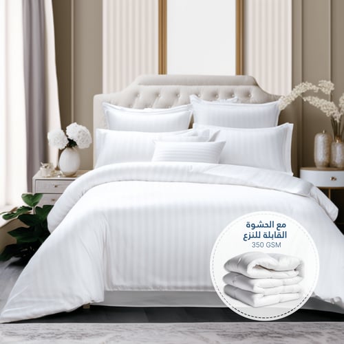 مفارش فندقي قطن مفرد مع الحشوة القابلة للنزع - 5 ق...