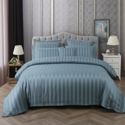 مفرش فندقي مزدوج 9 قطع - حشوة قابلة للنزع - أزرق ب...