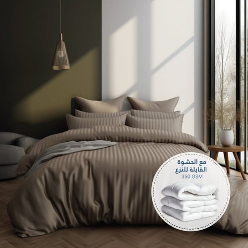 مفارش فندقي قطن مزدوج مع الحشوة القابلة للنزع - 9...