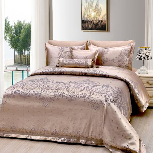 مفرش مزدوج جاكار - 8 قطع - سلسلة إلورا - قهوة فاتح...