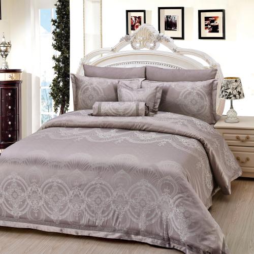 مفرش مزدوج جاكار - 8 قطع - سلسلة إلورا - رمادي بنف...