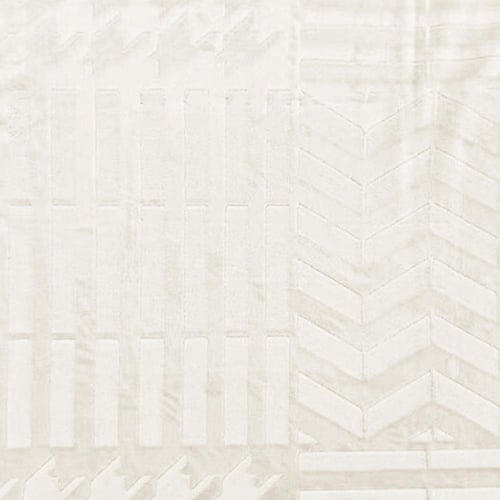 شرشف مخملي بنقوش ذو وجه واحد مفرد - 2 قطع - كريمي