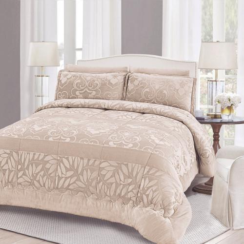 مفرش مفرد مخمل - 4 قطع - سلسلة نوفا - بنفسجي جملي