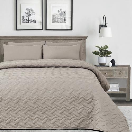 مفرش مضغوط قطن مفرد - 3 قطع - سلسلة ألبيانا - رماد...