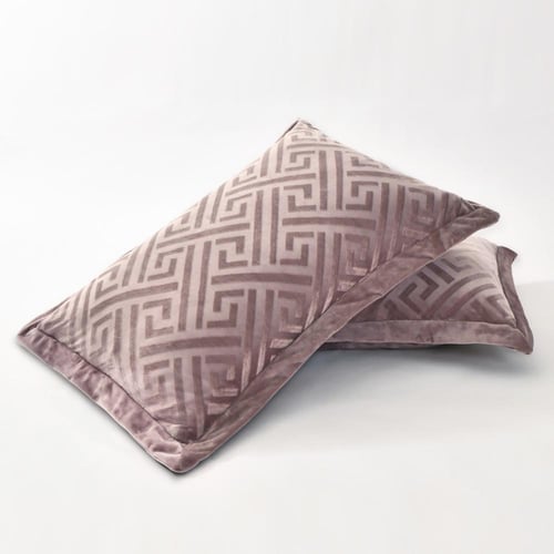 مفرش مزدوج مخمل - 7 قطع - سلسلة لامورا - رمادي بنف...