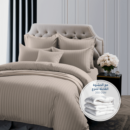 مفارش فندقي قطن مفرد ونص مع الحشوة القابلة للنزع -...