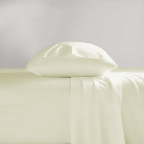 طقم شراشف سرير قطن بدون مطاط مفرد - 3 قطع - أوف وا...