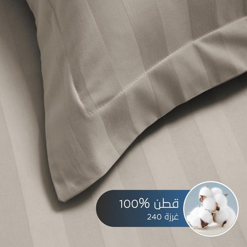 تلبيسة لحاف قطن مفرد - 240 غرزة - 4 قطع - رمادي جد...