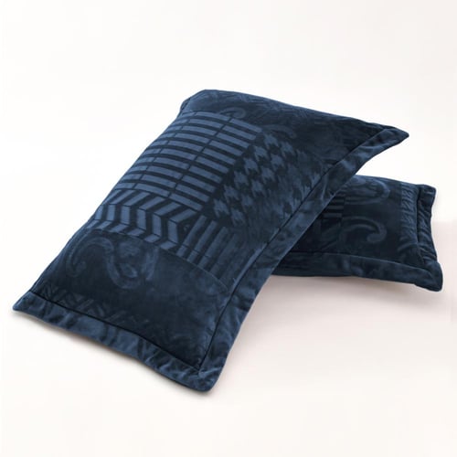 مفرش مفرد ونص مخمل - 5 قطع - سلسلة لامورا - أزرق د...