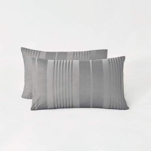 طقم بيت مخدة فندقي قطن - 2 قطع - رمادي