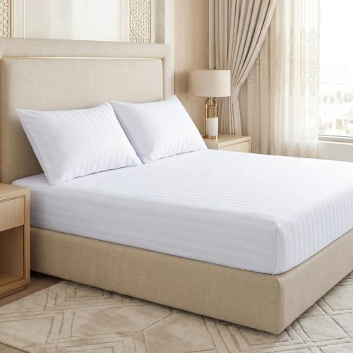 طقم شراشف فندقية مفرد ونص - 3 قطع - أبيض