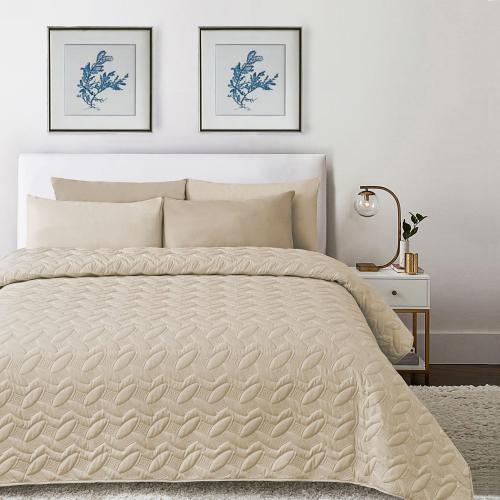 مفرش مضغوط قطن مفرد - 3 قطع - سلسلة ألبيانا - رماد...