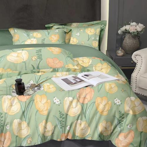 مفرش شتوي مفرد مخمل مشجر - 4 قطع - ريلاما - أخضر