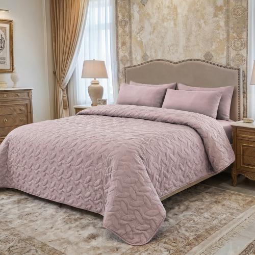 Compressed single and a half bedspread - 3 pieces - Ilmera series - pink purple
