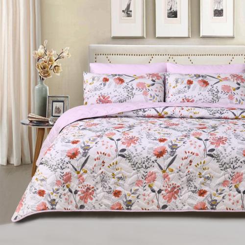 مفرش مضغوط منقوش مفرد ونص - 4 قطع - سلسلة فلورين -...