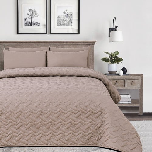 مفرش مضغوط مفرد - 3 قطع - سلسلة إلميرا - رمادي فات...